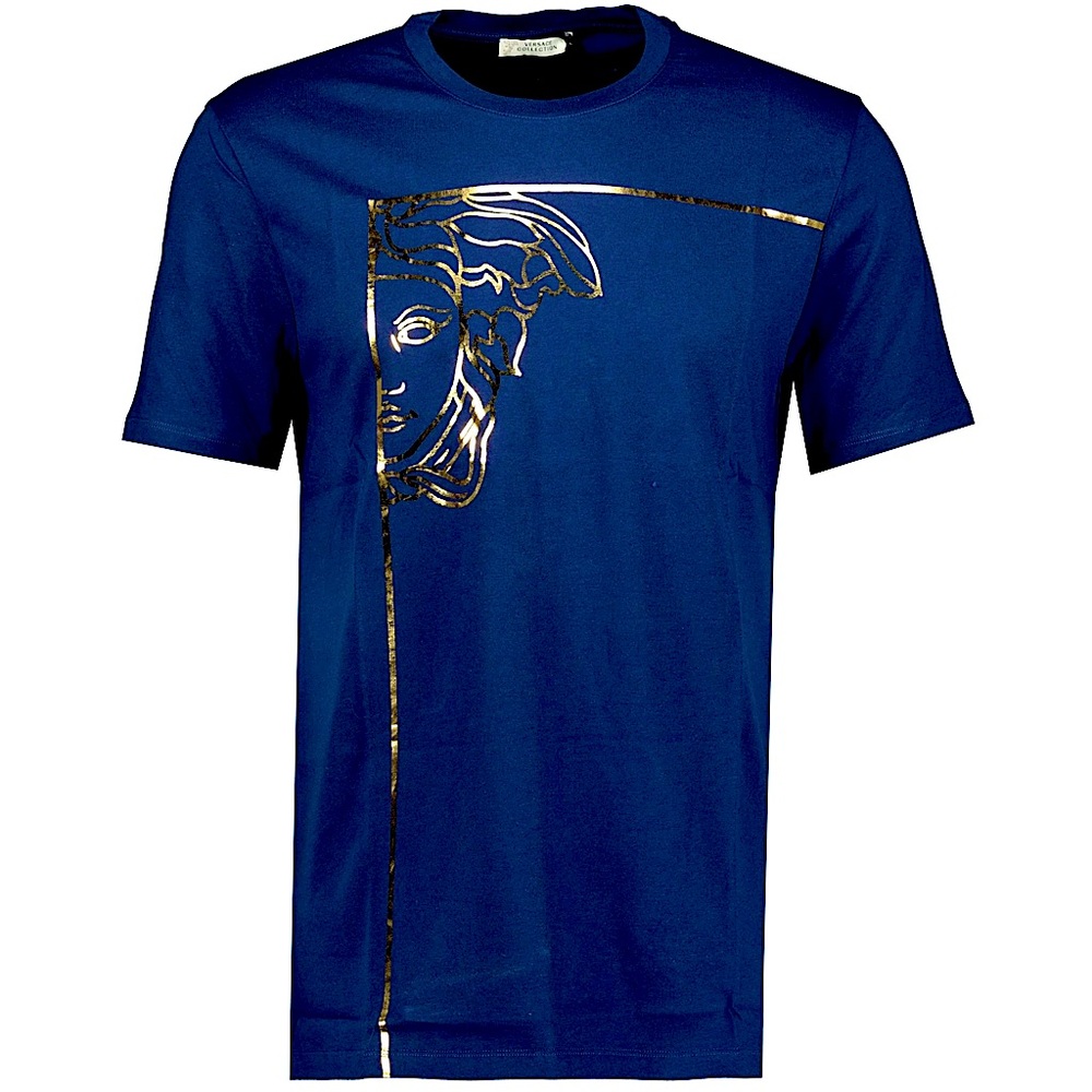 VERSACE Rare Navy+ Gold Medusa Logo Shirt